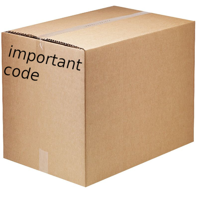 a cardboard box that says 'important code'